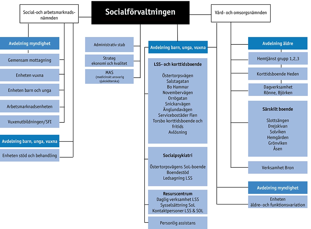 Socialförvaltningens organisationsschema