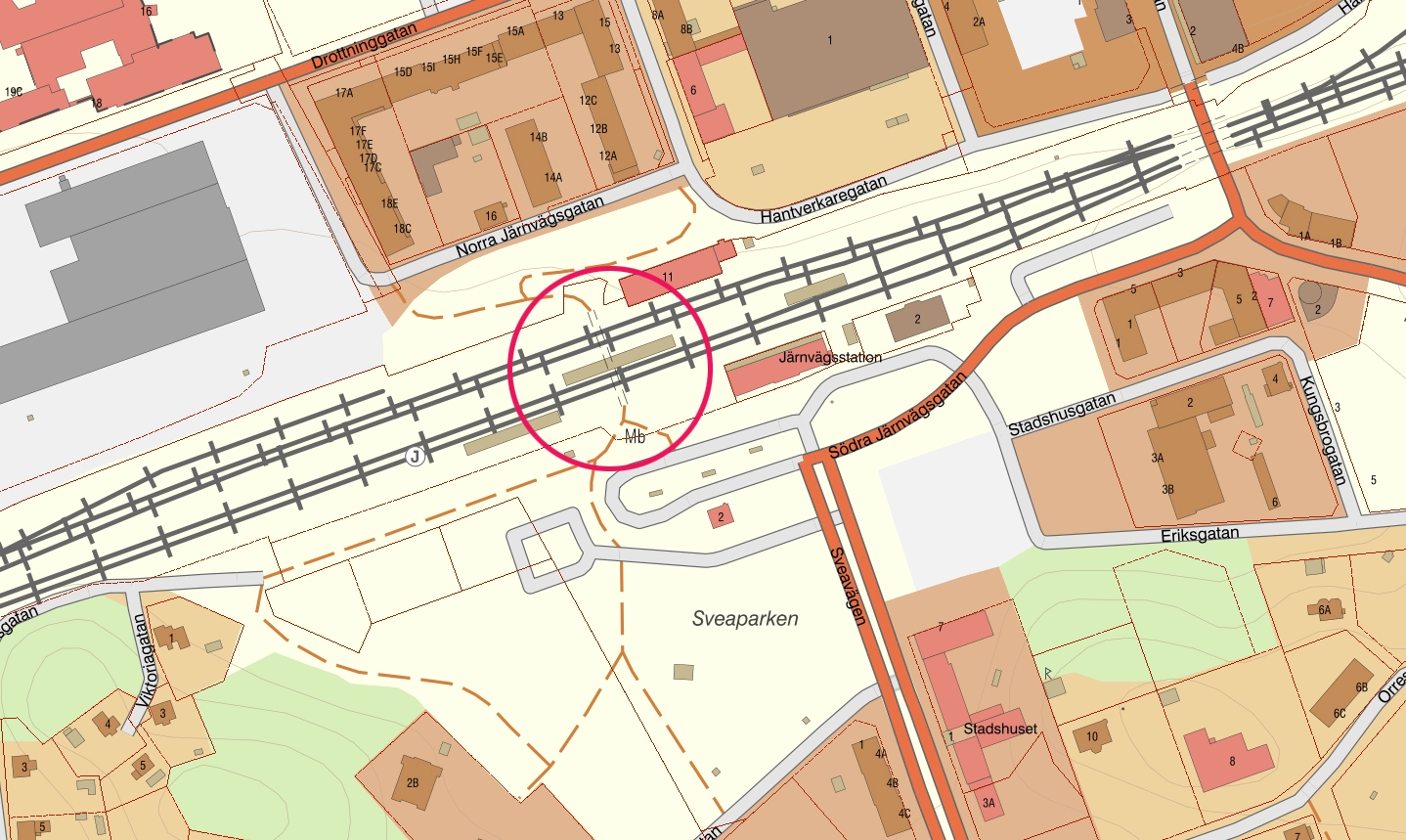karta över gångtunneln under järnvägen